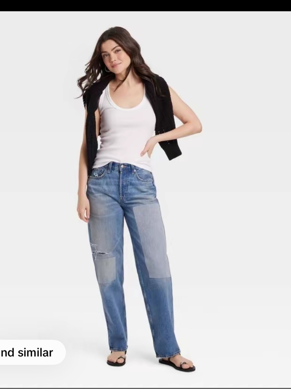 Universal Thread Women's Mid-Rise Patchwork 90's Baggy Jeans